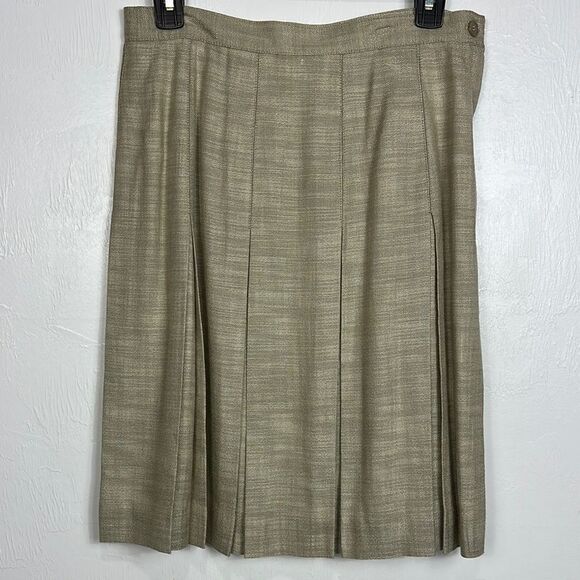 John Meyer Vintage Pleated Knee Length Elegant Beige Skirt Size 10 - Picture 1 of 8